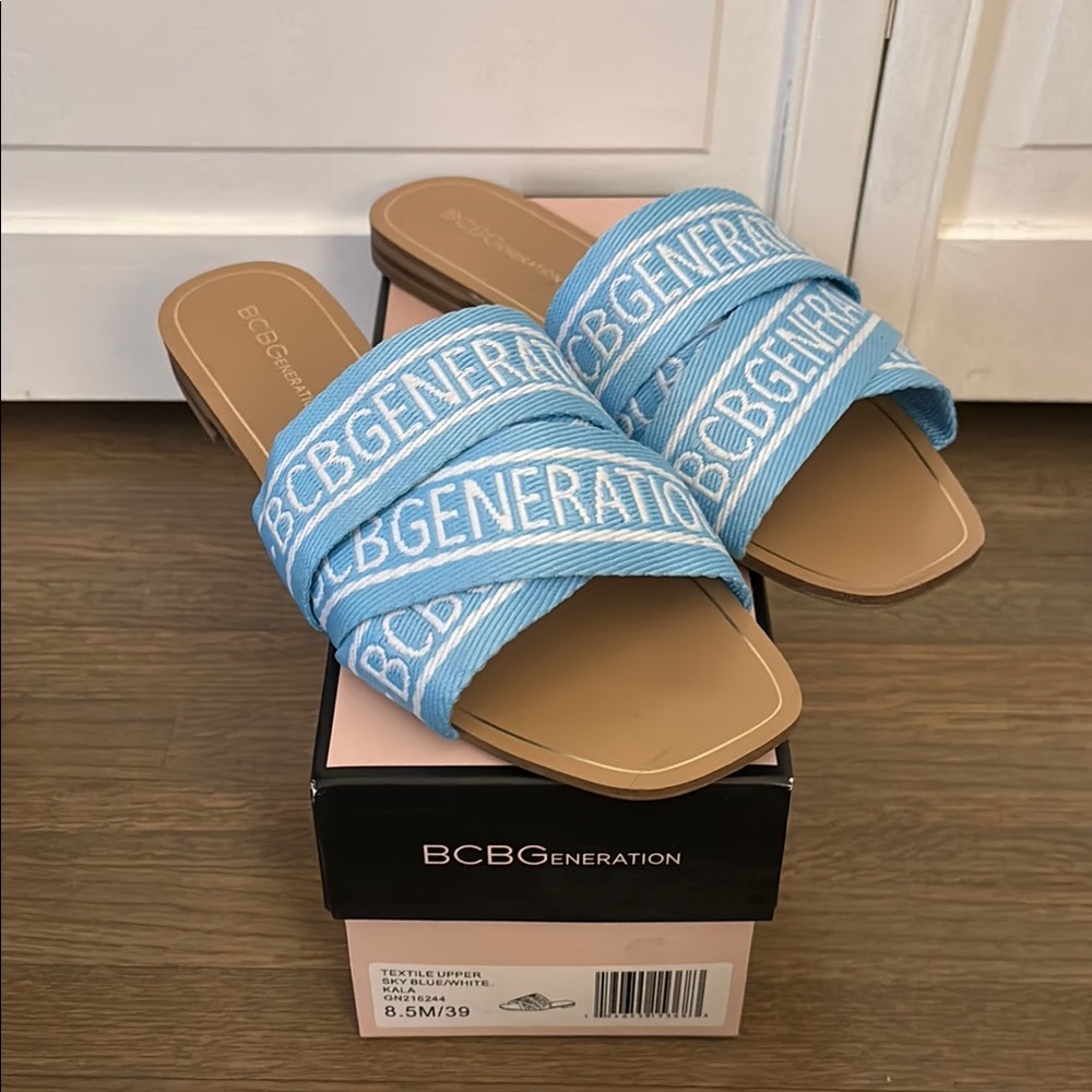 Bcbgeneration Blue Slide Sandals - image 1